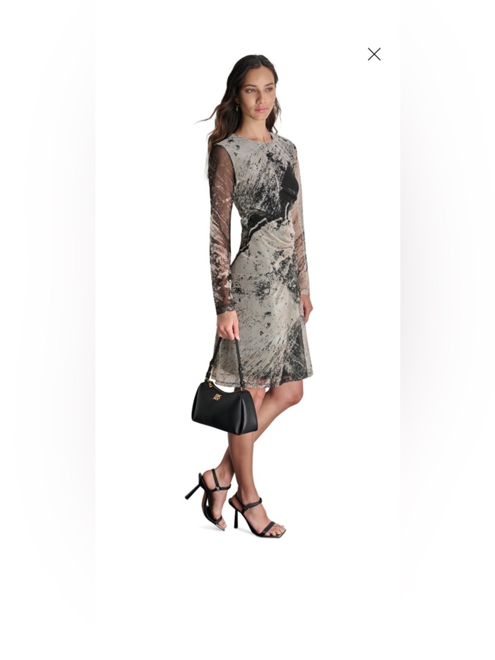 DKNY
Women’s printed long-sleeve side-Ruched dress